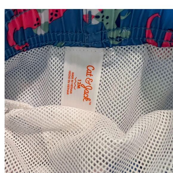 Cat & Jack Baby Boy Size 12m Swim Trunks Bundle Dinosaurs Tropical Parrots - Picture 5 of 5